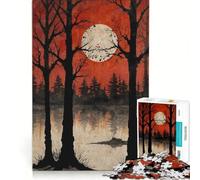 Puzzle da 1000 pezzi per adulti, Bosco della Luna di Sangue, Giocattolo decorativo da parete, Interazione genitore-figlio, Ideale come regalo 38x52cm