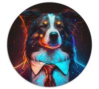 Puzzle da 1000 pezzi per adulti Boss Border Collie, puzzle rotondi da 1000 pezzi per adulti, rompicapo e decorazione per la casa, regalo perfetto per le feste (67,5x67,5cm)