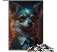 Puzzle da 1000 pezzi per adulti Boss Chihuahua in legno, ideale per divertimento in famiglia, relax e regali per le feste, 50x75cm, perfetto per compleanni e feste
