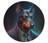 Puzzle da 1000 pezzi per adulti, Boss Doberman, puzzle rotondi in cartone per amanti dei viaggi e coppie, giocattolo stimolante (dimensioni 67,5x67,5 cm)