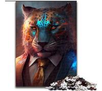 Puzzle da 1000 pezzi per adulti Boss Leopard in legno, attività divertenti da fare a casa, regalo di compleanno, regali da viaggio 50x75cm per un gioco interattivo per famiglie
