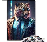 Puzzle da 1000 pezzi per adulti Boss Leopard in Suit, ideale come regalo per adolescenti, coppie e amici per compleanni e Natale (dimensioni: 26x38cm)