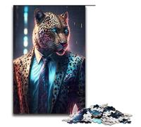 Puzzle da 1000 pezzi per adulti Boss Leopard in Suit Puzzles Regali di compleanno Regali per adolescenti dai 14 anni in su 75x50 cm