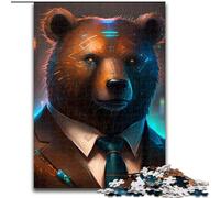 Puzzle da 1000 pezzi per adulti Boss Orso Bruno in legno, attività divertenti da fare a casa, regalo di compleanno, regali da viaggio 50x75cm per un gioco interattivo per famiglie
