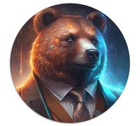 Puzzle da 1000 pezzi per adulti Boss Orso Bruno Puzzle rotondi da 1000 pezzi per adulti Regalo per uomini e donne, quotidiano e occasioni speciali 67,5x67,5 cm