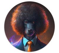 Puzzle da 1000 pezzi per adulti, Boss Poodle, puzzle rotondi in cartone, ideali come regalo di compleanno o per le feste, gioco da tavolo (dimensioni 67,5x67,5 cm)