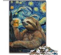 Puzzle da 1000 pezzi per adulti, bradipo che beve nel cielo notturno, attività da fare a casa per feste, compleanni e serate di giochi in famiglia, 50x75cm