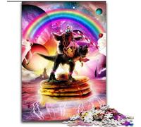 Puzzle da 1000 pezzi per adulti, bradipo che cavalca un dinosauro in legno, regalo perfetto per bambini dai 14 anni in su, 50x75cm, gioco rompicapo per adolescenti, regalo perfetto per le feste