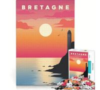 Puzzle da 1000 pezzi per adulti, Bretagna, poster vintage, giochi per famiglie, passatempo per le vacanze a casa, regali unici per compleanno e Natale 38x26cm