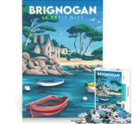 Puzzle da 1000 pezzi per adulti Brignogan Le Petit Nice Poster di viaggio, gioco impossibile, ammazzare il tempo durante le vacanze a casa, regalo di compleanno, regali di viaggio, 38x52cm