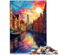 Puzzle da 1000 pezzi per adulti Bruges come regalo puzzle, aiuta il cervello ad allenare i giocattoli avvincenti e promuovere la pazienza, 26 x 38 cm