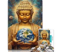 Puzzle da 1000 pezzi per adulti Buddha che tiene la Terra per adulti e adolescenti, giocattoli per l'intrattenimento della famiglia, ideali come regalo per tutta la famiglia, 50x75cm