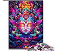 Puzzle da 1000 pezzi per adulti, Buddha colorato in legno, un regalo perfetto per il divertimento in famiglia, 50x75cm, per decorare la casa, allenare la mente e come regalo per le feste
