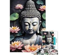 Puzzle da 1000 pezzi per adulti Buddha con fiori di loto gioco per famiglie sfida per l'intelligenza giocattolo avvincente ottimo regalo per il divertimento in famiglia (dimensioni 38x52cm)