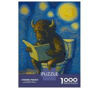 Puzzle Da 1000 Pezzi Per Adulti Buffalo Reading on Toilet, Starry Night Puzzle Per Adulti Giochi Per Famiglie Sfida Difficile Attività Divertenti A Casa 70x50cm/1000pcs