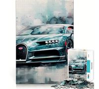 Puzzle da 1000 pezzi per adulti Bugatti Chiron Acquerello Taglio netto Artigianale Gioco di concentrazione Regalo Gioco per il tempo libero Scena natalizia Arte (38x52cm)