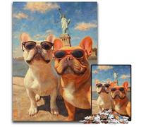 Puzzle da 1000 pezzi per adulti, Bulldog che scatta selfie, puzzle in legno, giochi, giocattoli, regalo, migliora l'amore tra coppie per età 14+, 50x75cm