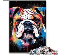 Puzzle da 1000 pezzi per adulti, Bulldog colorati in legno, un regalo perfetto per il divertimento in famiglia, 50x75cm, per decorare la casa, allenare la mente e come regalo per le feste