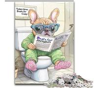 Puzzle da 1000 pezzi per adulti Bulldog francese che va in bagno. Dimensioni puzzle: 50x75cm. Design intricato per adolescenti, decorazioni fai da te e divertimento che stimola il cervello.