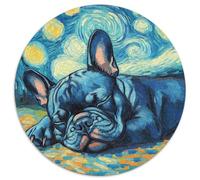 Puzzle da 1000 pezzi per adulti Bulldog francese Cielo notturno Puzzle rotondo da 1000 pezzi per adulti Ideale regalo di festa e arredamento per la casa 67,5x67,5 cm