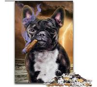 Puzzle da 1000 pezzi per adulti, Bulldog francese con sigaro, puzzle in cartone, ideale per decorare casa e ufficio, regalo perfetto per il compleanno, 1000 pezzi(26x38cm)