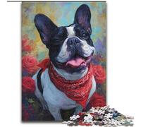 Puzzle da 1000 pezzi per adulti, Bulldog francese felice, puzzle per adulti da 1000 pezzi, regalo di Natale, Halloween, Festa della mamma, Capodanno, Pasqua, 26X38cm