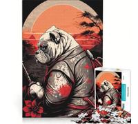 Puzzle da 1000 pezzi per adulti Bulldog Samurai Giappone, gioco impossibile, ammazzare il tempo durante le vacanze, regalo di compleanno, regalo di viaggio, 38x26cm