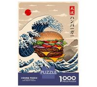 Puzzle Da 1000 Pezzi Per Adulti Burger Great Wave Puzzle Per Adulti Gioco Rompicapo Difficile Sfida Educativa Difficile 52x38cm/1000pcs