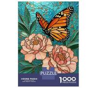 Puzzle Da 1000 Pezzi Per Adulti Butterfly Stained Glass Puzzle Per Adulti Gioco Rompicapo Regalo Di Compleanno Difficile Da Completare 38x26cm/1000pcs