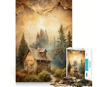 Puzzle da 1000 pezzi per adulti,"Cabina nel bosco,giornata di pioggia",gioco di logica a incastro preciso,divertente giocattolo,gioco gratuito,regalo di compleanno (38x52cm)