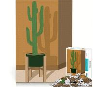 Puzzle da 1000 pezzi per adulti: cactus in vaso con ombra, poster di cactus, gioco educativo, sfida impegnativa, rafforza l'amore tra le coppie 38x52cm