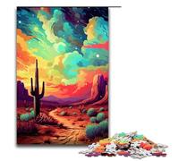 Puzzle da 1000 pezzi per adulti Cactus nel deserto circondato da schizzi Un sacco di puzzle da usare con le mani 75x50 cm