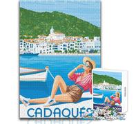 Puzzle da 1000 pezzi per adulti Cadaqués Costa Brava Poster Rompicapo Giochi per famiglie Attività per famiglie Regalo di compleanno Dimensioni 38x26cm
