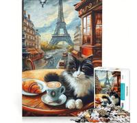 Puzzle da 1000 pezzi per adulti "Caffè dei gatti parigino" gioco per famiglie rilassante e stimolante per la mente collezione d'artista belle arti 50x75cm