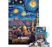 Puzzle da 1000 pezzi per adulti Cairo Egitto Notte stellata arte puzzle per ragazzi gioco per famiglie divertimento in famiglia compleanno (dimensioni 50x75cm)
