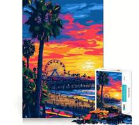 Puzzle da 1000 pezzi per adulti,California Beach Pier Sunset,illustrazione astratta minimalista,gioco di logica a incastro perfetto,divertente giocattolo,gioco gratuito,regalo di compleanno (50x75cm)