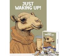 Puzzle da 1000 pezzi per adulti Cammello che si sveglia con il caffè Giocattolo Decorazione da parete Regalo divertente Gioco rompicapo Difficile e stimolante Dimensioni 50x75cm