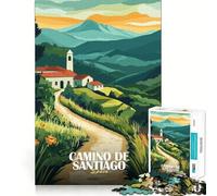Puzzle da 1000 pezzi per adulti,Cammino di Santiago,Spagna,paesaggio,arte,pezzi a incastro,gioco di logica,divertimento assicurato,regalo di compleanno (38x26cm)