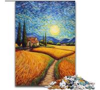 Puzzle da 1000 pezzi per adulti "Campagna sotto il cielo notturno" Puzzle da 1000 pezzi, regalo perfetto per compleanni, Natale, Halloween, Ringraziamento, Pasqua (dimensioni 26x38cm)