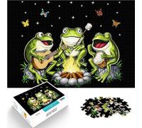 Puzzle da 1000 pezzi per adulti Campeggio Cottagecore Frogs Allena il tuo cervello e le tue mani perché è ideale come regalo per tutta la famiglia 52x38cm