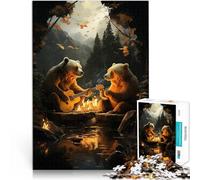 Puzzle da 1000 pezzi per adulti Campeggio dell'orso Difficile da completare ma divertente e umoristico Migliorare l'amore tra le coppie 75x50cm