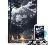 Puzzle da 1000 pezzi per adulti, campeggio sotto il Monte Fuji, gioco rompicapo, taglio di precisione, collezione d'artista, belle arti 38x26cm
