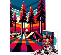 Puzzle da 1000 pezzi per adulti campeggio tramonto Wpap Popart giocattolo educativo gioco di velocità manuale ottimo regalo (dimensioni 38x26cm)