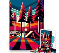 Puzzle da 1000 pezzi per adulti,campeggio,tramonto,Wpap Popart,taglio netto,gioco di concentrazione,regalo,gioco per il tempo libero,scena natalizia artistica (50x75cm)