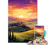 Puzzle da 1000 pezzi per adulti "Campi al tramonto in Italia" gioco educativo sfida giocattolo per la casa decorazione artistica regalo (Dimensioni 38x52cm)