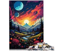 Puzzle da 1000 pezzi per adulti, campi di fiori selvatici sotto le montagne, gioco stimolante, ottimo regalo per un adolescente di 14 anni e oltre, 26 x 38 cm