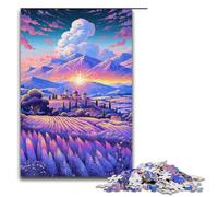 Puzzle da 1000 pezzi per adulti Campi di lavanda in Provenza Francia Puzzle per famiglie con poster abbinato e foglio di quiz 1000 pezzi (38x26 cm)