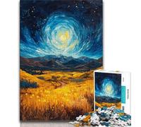 Puzzle da 1000 pezzi per adulti, campi di riso sotto il cielo notturno, sfida difficile antistress, interazione genitore-figlio per età 14 38x26cm