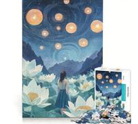 Puzzle da 1000 pezzi per adulti, Campo di loto da sogno, gioco impossibile, passatempo ideale per le vacanze a casa, regalo per amici e familiari 50x75cm