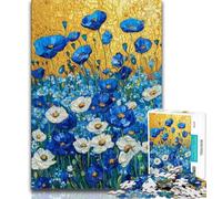 Puzzle da 1000 pezzi per adulti Campo di papaveri blu, aiuta il cervello a esercitare i giocattoli avvincenti per coltivare la pazienza Collezione di artisti, belle arti (75x50cm)
